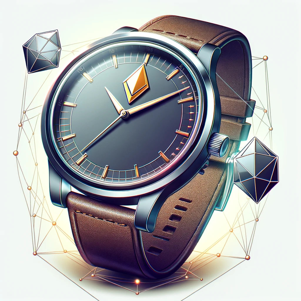 Luxury watch with a digital token symbol